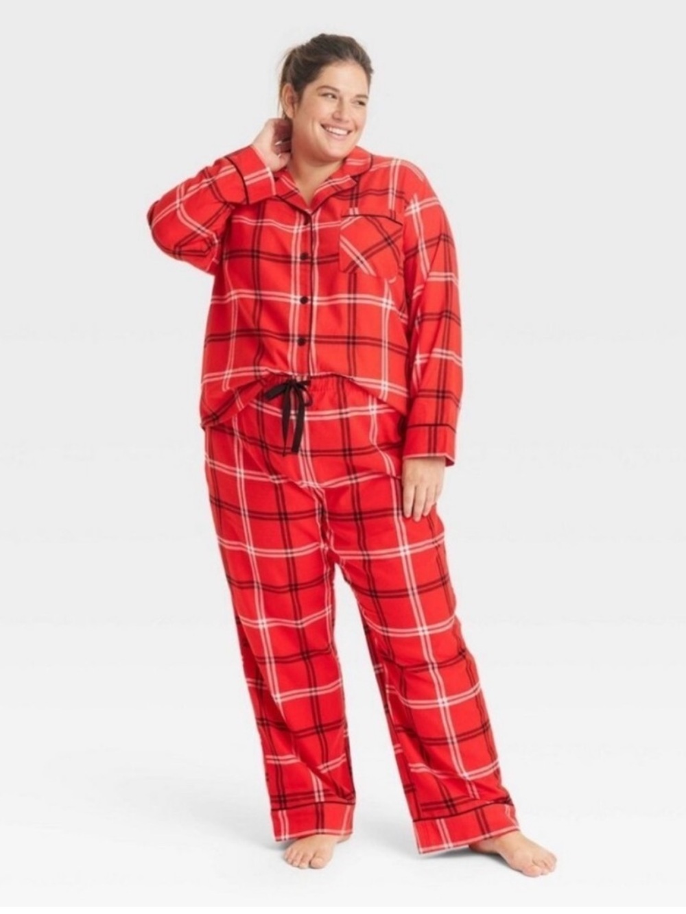 WONDERSHOP size 1X plus 100% Cotton Flannel Pajama Shirt and Pant Set NEW! $46